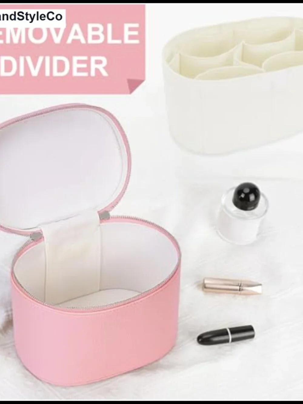 PU Leather Makeup Bag Vanity Case Travel Toiletry Organizer with Removable